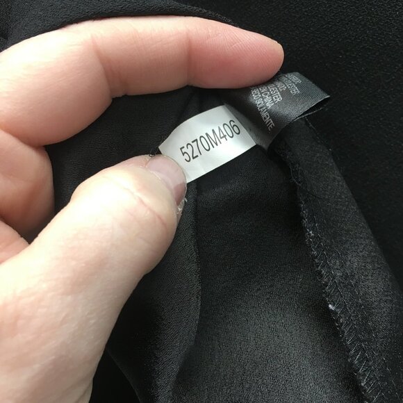 Black Blouse Top Women Size Medium 3/4 Sleeve Chest Pockets Career Business - Picture 5 of 5